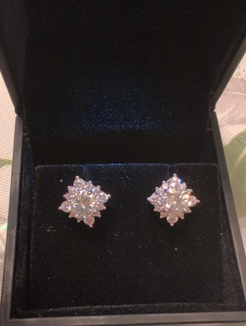 Sparkling White Cluster Stud Earrings - Elegant Cubic Zirconia